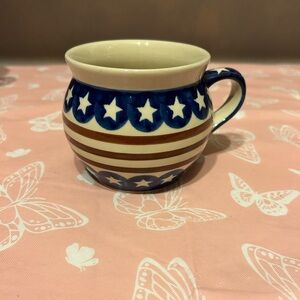 Patriotic Stars and Stripes Mug Polish Stoneware